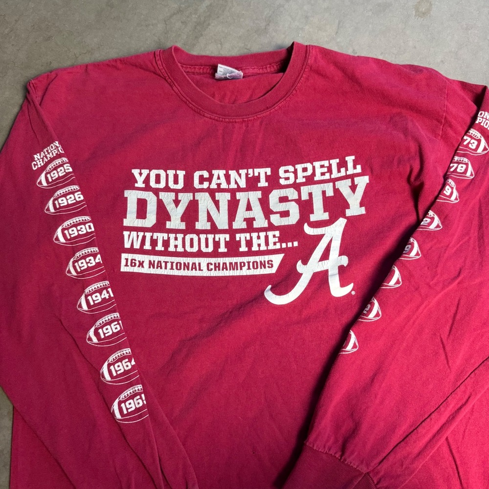Alabama Crimson Tide Dynasty 16x National Champions Long Sleeve Shirt Red L